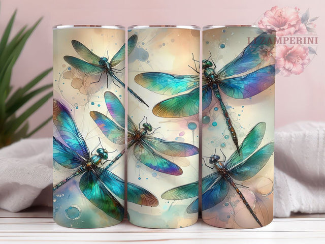 Dragonflies 20oz Tumbler Wrap PNG, Dragonfly Tumbler PNG Sublimation Design, Straight & Tapered Tumbler Wrap, Instant Digital Download Sublimation Li Zamperini 