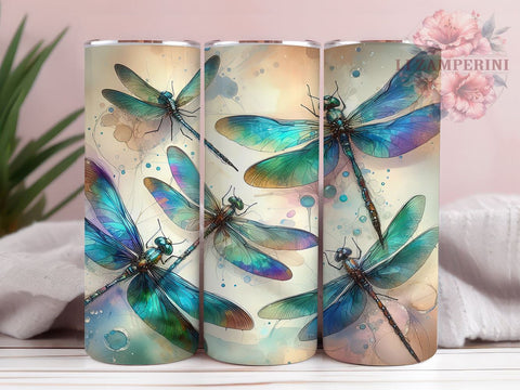 Dragonflies 20oz Tumbler Wrap PNG, Dragonfly Tumbler PNG Sublimation Design, Straight & Tapered Tumbler Wrap, Instant Digital Download Sublimation Li Zamperini 