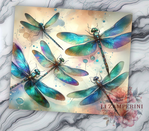 Dragonflies 20oz Tumbler Wrap PNG, Dragonfly Tumbler PNG Sublimation Design, Straight & Tapered Tumbler Wrap, Instant Digital Download Sublimation Li Zamperini 
