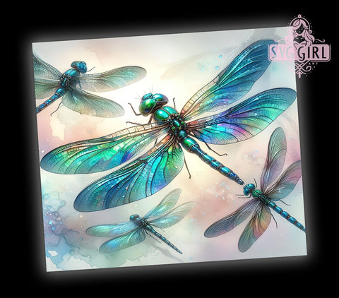 Dragonflies 20oz Tumbler Wrap Sublimation Design, Straight Tapered Tumbler Wrap, Dragonfly Tumbler Png, Instant Digital Download Sublimation SvggirlplusArt 