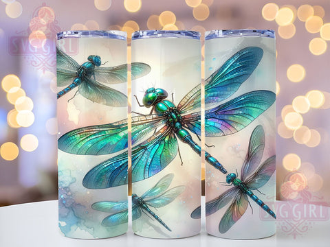 Dragonflies 20oz Tumbler Wrap Sublimation Design, Straight Tapered Tumbler Wrap, Dragonfly Tumbler Png, Instant Digital Download Sublimation SvggirlplusArt 