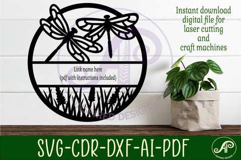 Dragonflies and flowers name wall art sign, SVG personalized SVG APInspireddesigns 