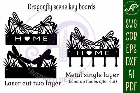 Dragonflies Key holder designs for wood and metal SVG APInspireddesigns 