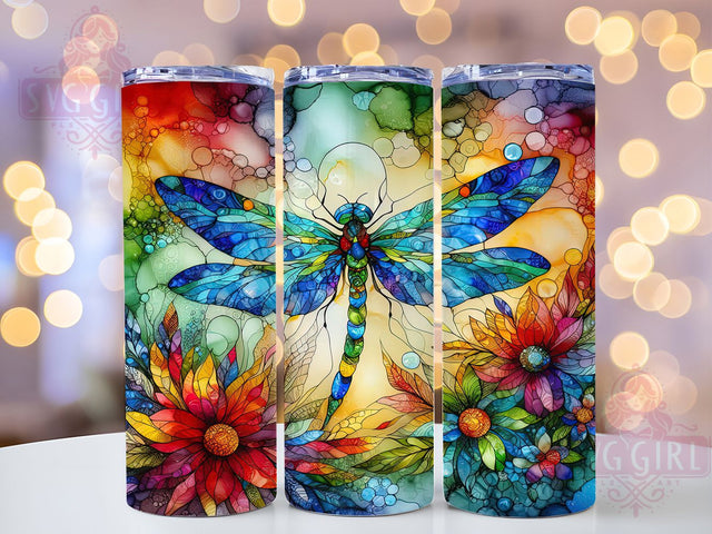 Dragonfly Alcohol Ink Tumbler Wrap, Alcohol Ink Wrap, 20oz Sublimation Wrap, Artistic Dragonfly Cup, Colorful Ink Design, Butterfly Dragonfly Tumbler, Vibrant Tumbler Design Sublimation SvggirlplusArt 