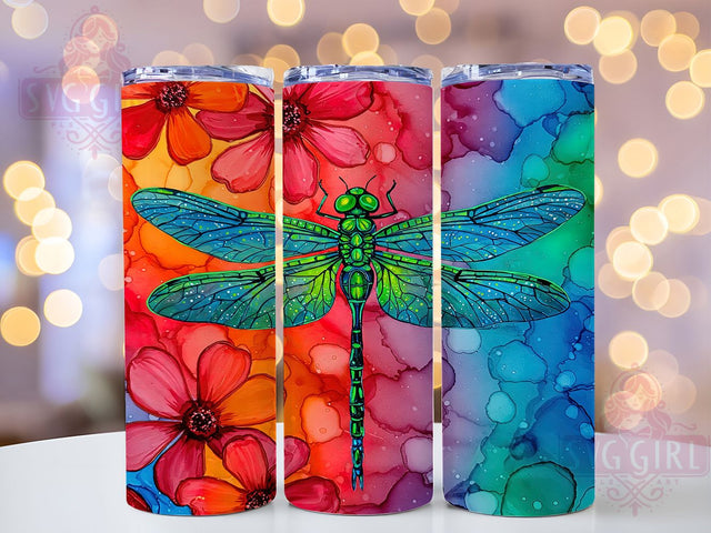 Dragonfly Alcohol Ink Tumbler Wrap, Alcohol Ink Wrap, 20oz Sublimation Wrap, Artistic Dragonfly Cup, Colorful Ink Design, Butterfly Dragonfly Tumbler, Vibrant Tumbler Design Sublimation SvggirlplusArt 