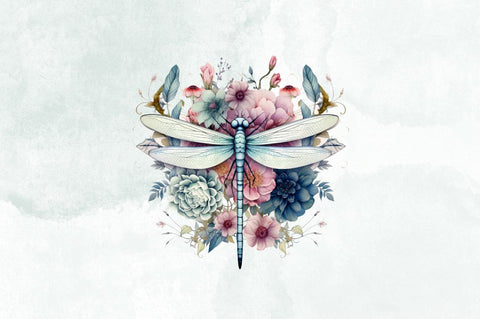 Dragonfly and Flowers Sublimation Bundle Sublimation Designangry 