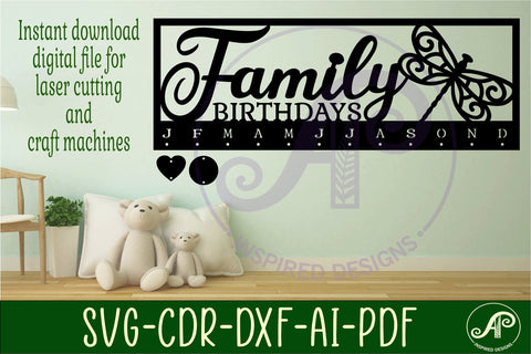 Dragonfly Calendar set SVG laser cut file SVG APInspireddesigns 