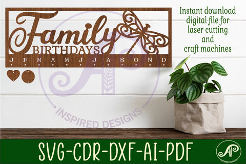 Dragonfly Calendar set SVG laser cut file SVG APInspireddesigns 