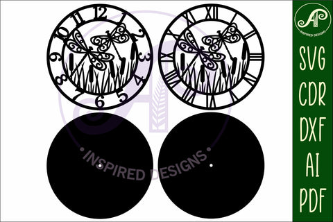 Dragonfly clock laser cut files, SVG file SVG APInspireddesigns 