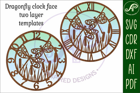 Dragonfly clock laser cut files, SVG file SVG APInspireddesigns 
