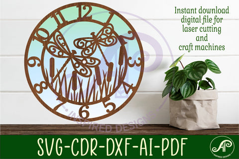 Dragonfly clock laser cut files, SVG file SVG APInspireddesigns 