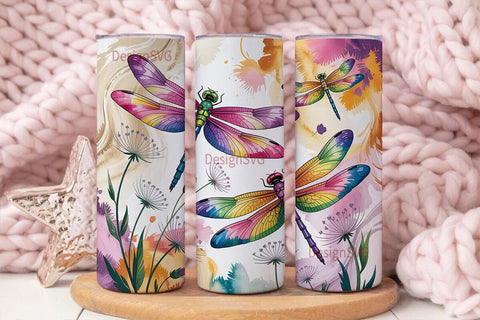 Dragonfly Dandelion 20oz Tumbler Wrap Sublimation DesignSVG 