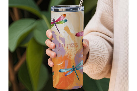 Dragonfly Dandelion 20oz Tumbler Wrap Sublimation DesignSVG 