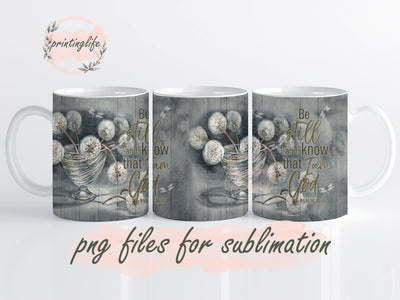 Dragonfly Dandelion Instant Digital Design Download Mug Wrap Design, Mug Design PNG Sublimation PrintingLife 