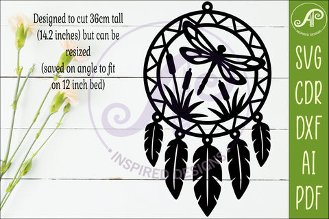 Dragonfly Dreamcatcher Laser Cut File, Garden Wall Art SVG APInspireddesigns 