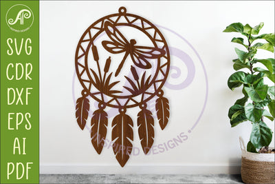 Dragonfly Dreamcatcher Laser Cut File, Garden Wall Art SVG APInspireddesigns 