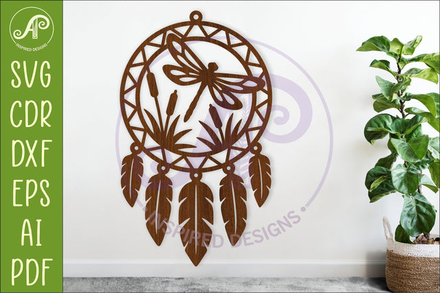 Dragonfly Dreamcatcher Laser Cut File, Garden Wall Art SVG APInspireddesigns 