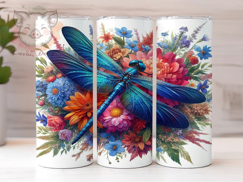 Dragonfly Floral 20oz Tumbler Png, Straight & Tapered Tumbler Png, Dragonfly Tumbler Png, Digital Download PNG Sublimation Lara' s Designs 
