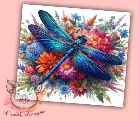Dragonfly Floral 20oz Tumbler Png, Straight & Tapered Tumbler Png, Dragonfly Tumbler Png, Digital Download PNG Sublimation Lara' s Designs 