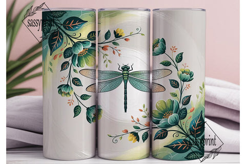 Dragonfly Floral 20oz Tumbler Wrap Sublimation sassyprint 