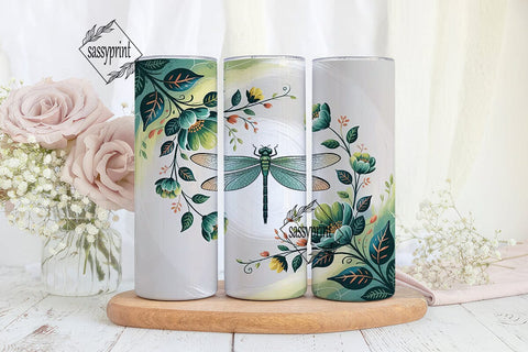 Dragonfly Floral 20oz Tumbler Wrap Sublimation sassyprint 