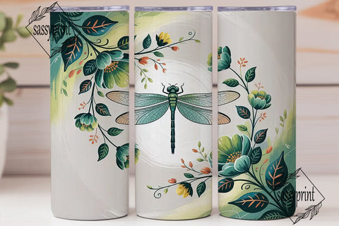 Dragonfly Floral 20oz Tumbler Wrap Sublimation sassyprint 