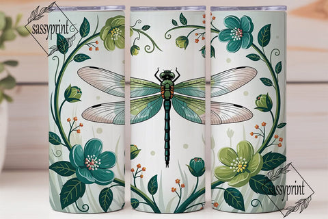 Dragonfly Floral 20oz Tumbler Wrap Sublimation sassyprint 