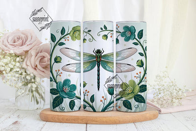 Dragonfly Floral 20oz Tumbler Wrap Sublimation sassyprint 