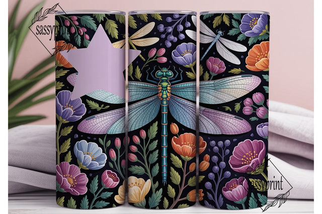 Dragonfly Floral Garden 20oz Tumbler Sublimation sassyprint 
