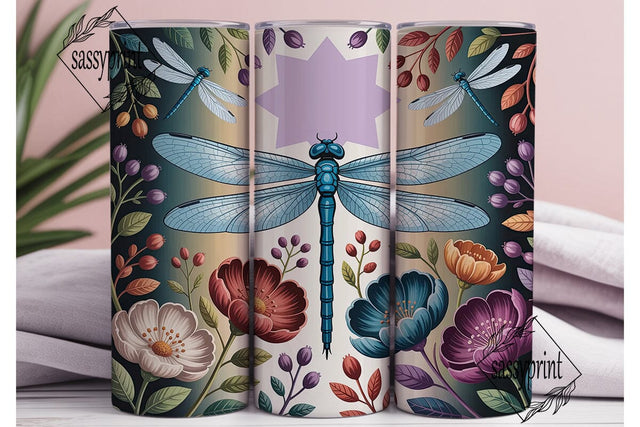 Dragonfly Floral Garden 20oz Tumbler Sublimation sassyprint 