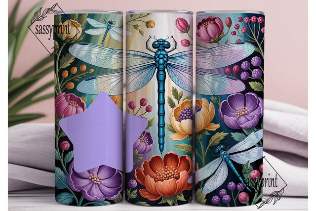 Dragonfly Floral Garden 20oz Tumbler Sublimation sassyprint 