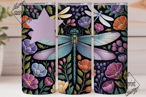 Dragonfly Floral Garden 20oz Tumbler Sublimation sassyprint 