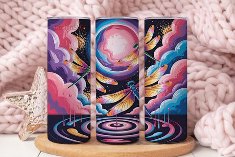 Dragonfly Galaxy 20oz Tumbler Wrap Sublimation DesignSVG 