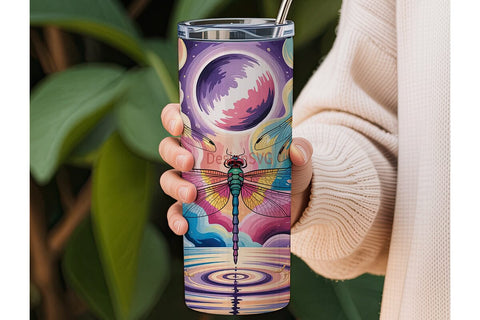 Dragonfly Galaxy 20oz Tumbler Wrap Sublimation DesignSVG 
