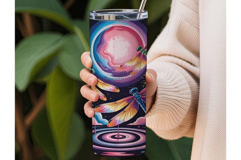Dragonfly Galaxy 20oz Tumbler Wrap Sublimation DesignSVG 