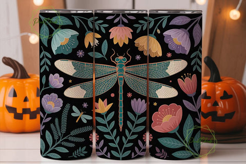 Dragonfly Garden 20oz Tumbler Wrap Sublimation PixelChick 