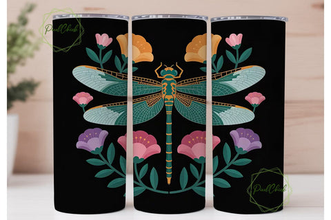 Dragonfly Garden 20oz Tumbler Wrap Sublimation PixelChick 