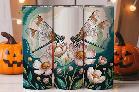 Dragonfly Garden 20oz Tumbler Wrap Sublimation PixelChick 