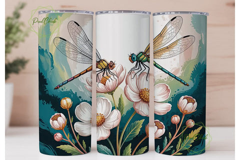Dragonfly Garden 20oz Tumbler Wrap Sublimation PixelChick 
