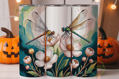 Dragonfly Garden 20oz Tumbler Wrap Sublimation PixelChick 