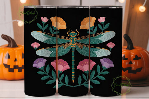 Dragonfly Garden 20oz Tumbler Wrap Sublimation PixelChick 