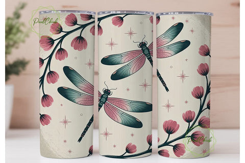 Dragonfly Garden 20oz Tumbler Wrap Sublimation PixelChick 