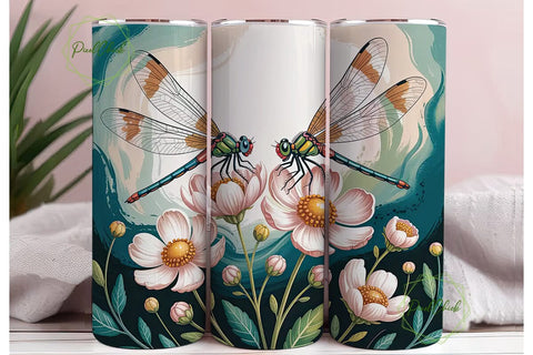 Dragonfly Garden 20oz Tumbler Wrap Sublimation PixelChick 