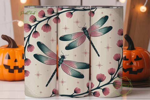 Dragonfly Garden 20oz Tumbler Wrap Sublimation PixelChick 