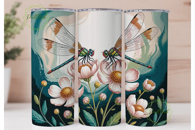 Dragonfly Garden 20oz Tumbler Wrap Sublimation PixelChick 