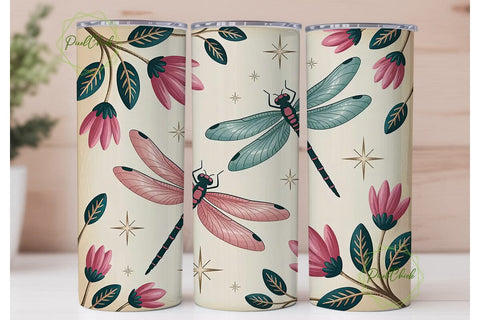 Dragonfly Garden 20oz Tumbler Wrap Sublimation PixelChick 