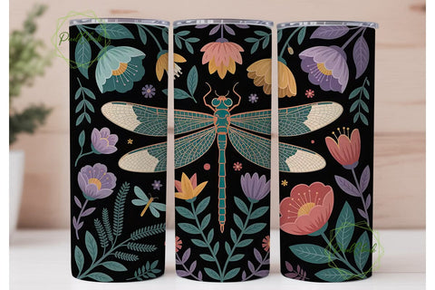 Dragonfly Garden 20oz Tumbler Wrap Sublimation PixelChick 