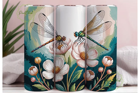 Dragonfly Garden 20oz Tumbler Wrap Sublimation PixelChick 