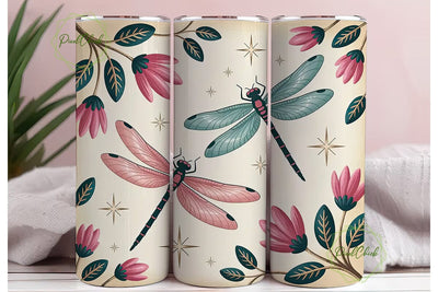 Dragonfly Garden 20oz Tumbler Wrap Sublimation PixelChick 