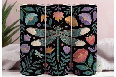 Dragonfly Garden 20oz Tumbler Wrap Sublimation PixelChick 